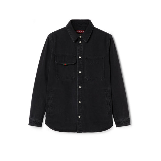 Gucci Denim Shirt with Gucci Embroidery