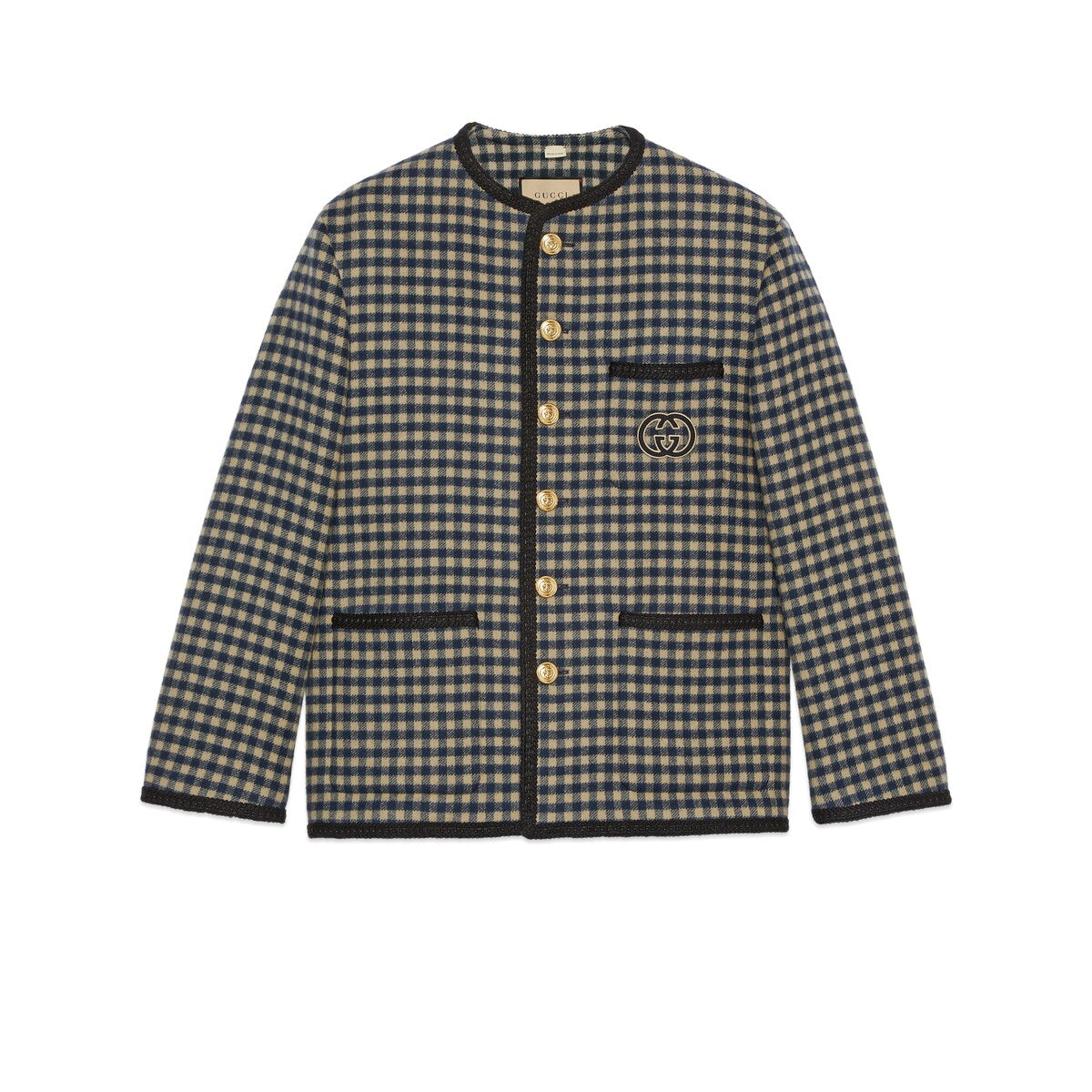 Gucci Wool Gingham Jacket with Interlocking G