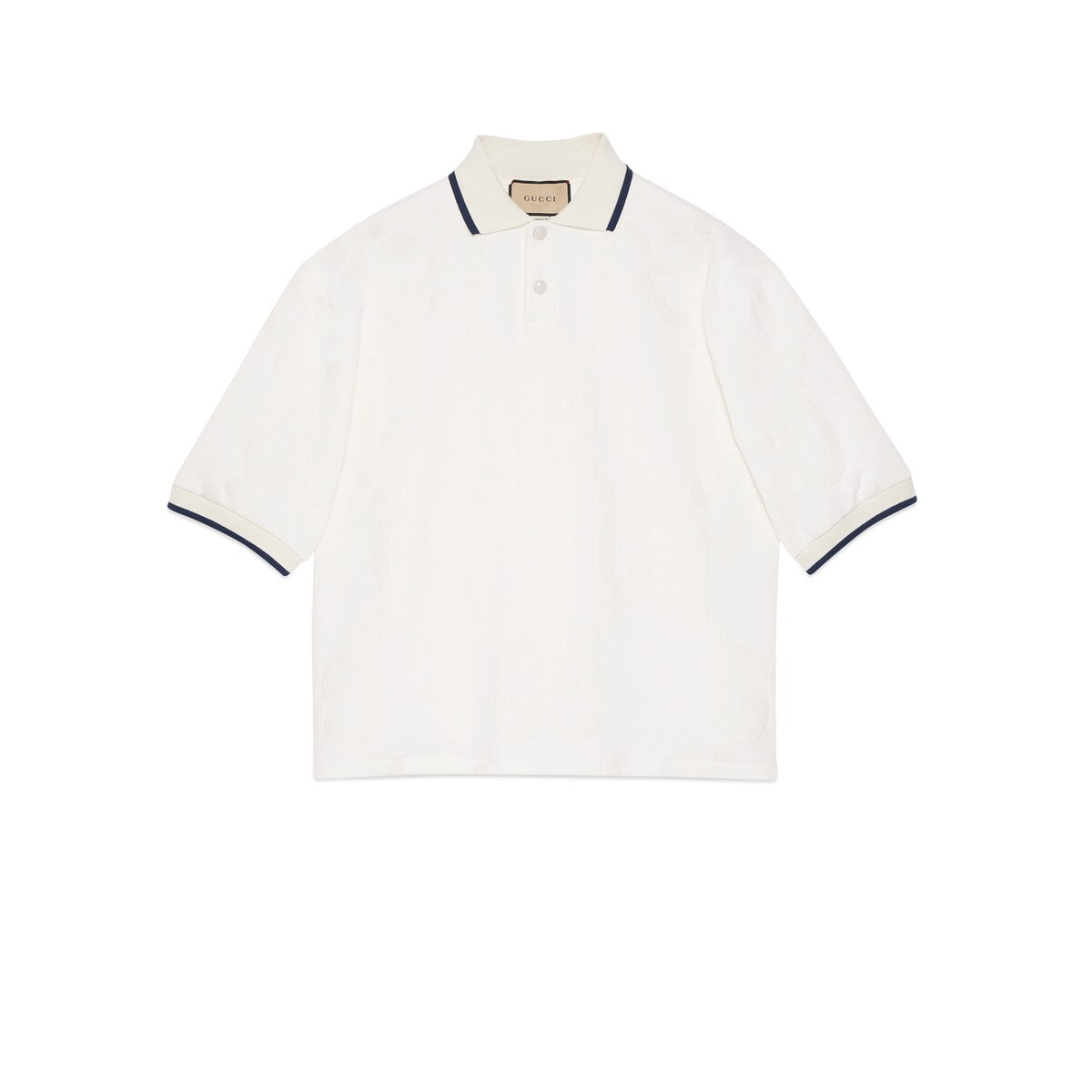 Gucci GG Flocked Print Cotton Polo Top