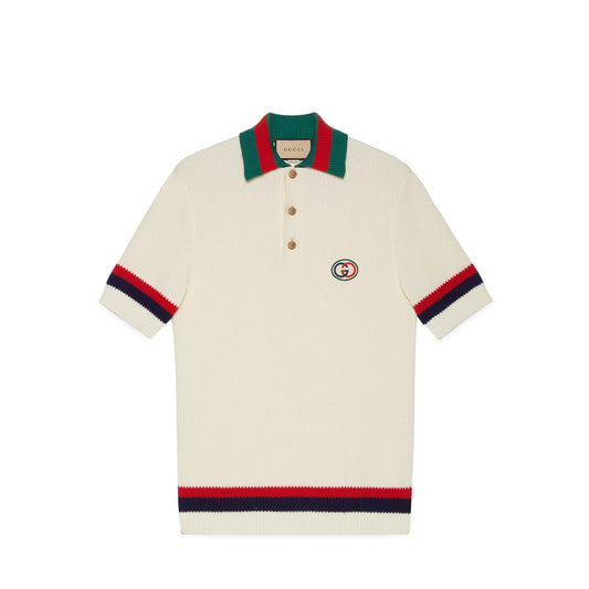 Gucci Knit Cotton Polo T-shirt with Web
