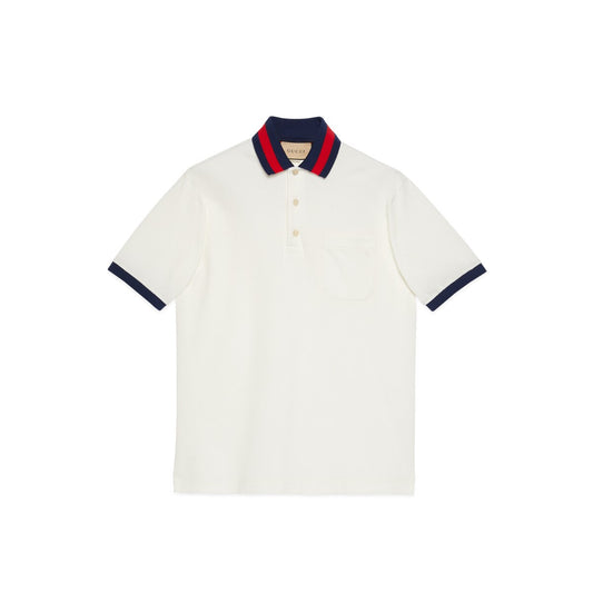 Gucci Cotton Piquet Polo with Web Collar