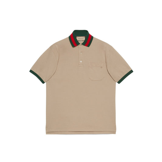 Gucci Cotton Piquet Polo with Web Collar