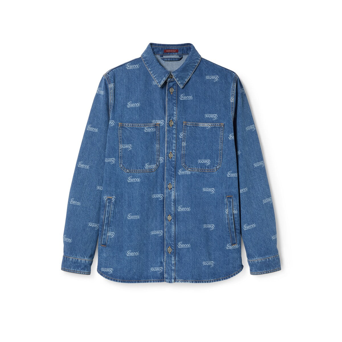 Gucci Denim Shirt with Lasered Gucci Detail