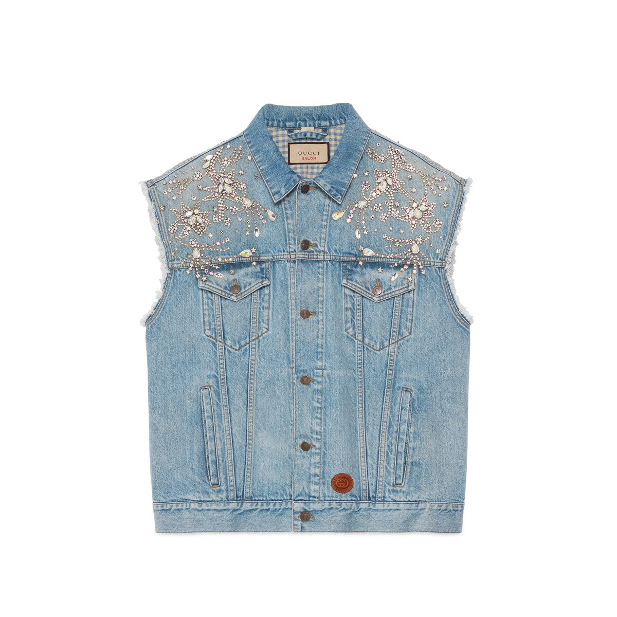 Gucci Denim Vest with Crystal Trim