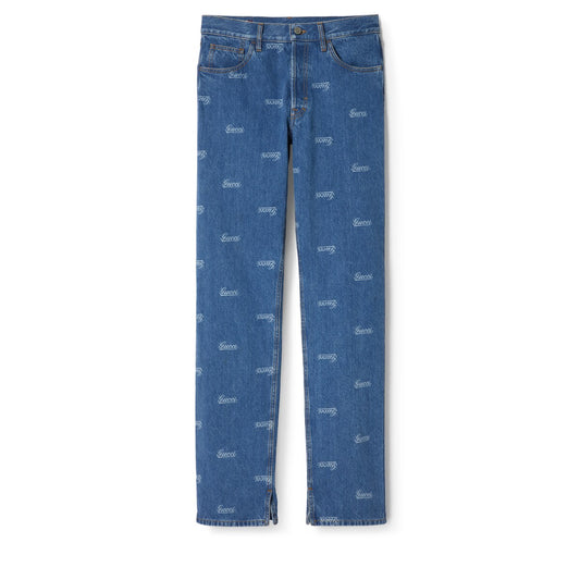 Gucci Denim Pant with Lasered Gucci Detail