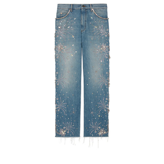 Gucci Denim Trouser with Crystal Trim