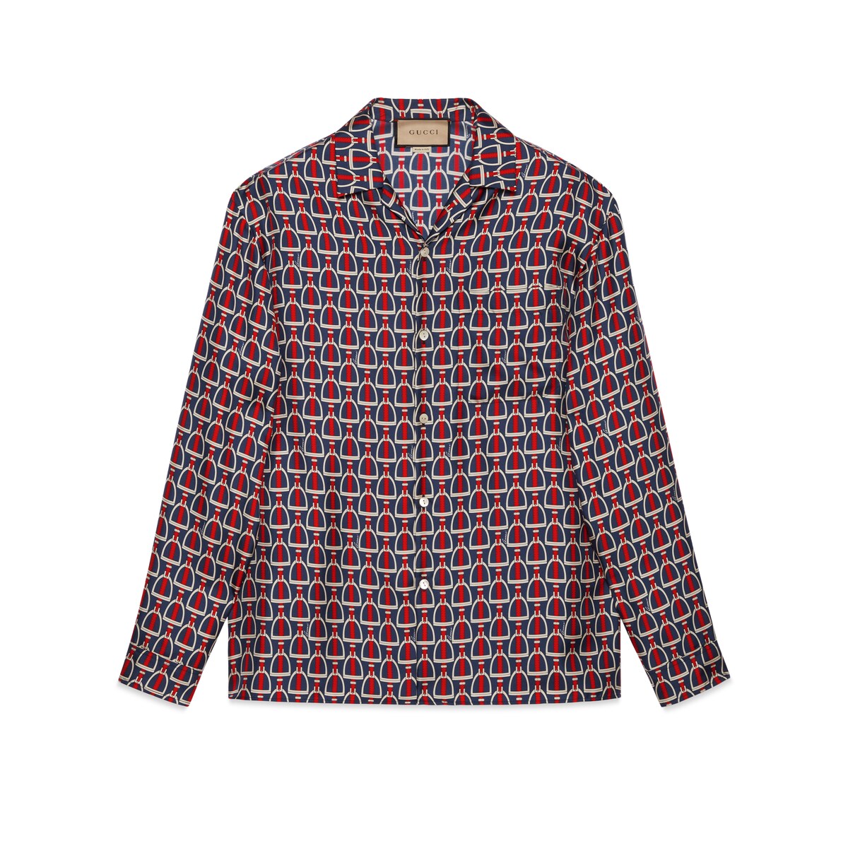 Gucci Horsebit Print Silk Shirt