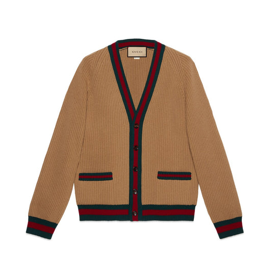 Gucci Knit Wool Cardigan with Web