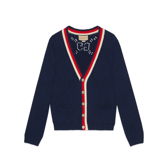 Gucci Perforated GG Cotton Cardigan