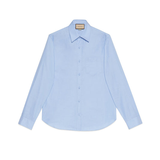 Gucci Oxford Cotton Shirt with Double G Embroidery