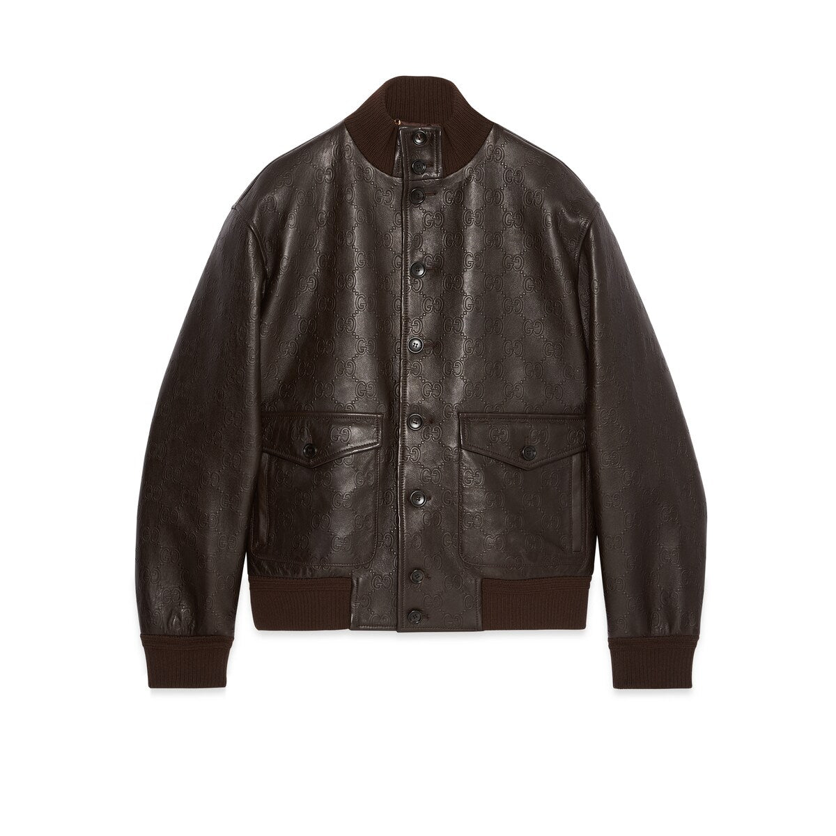 Gucci GG Leather Bomber Jacket