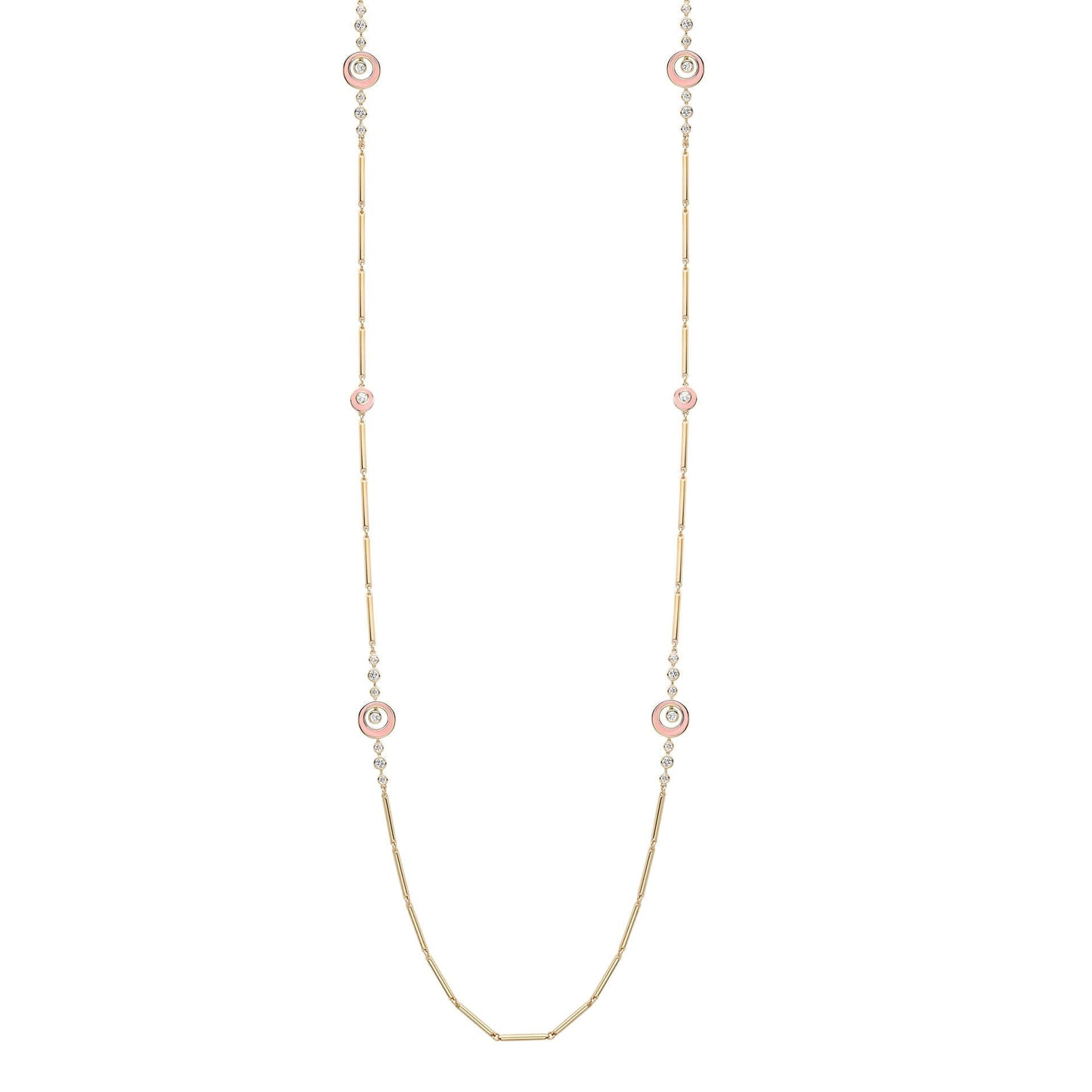 Raindance Diamond Pink Enamel Long Necklace