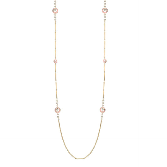 Raindance Diamond Pink Enamel Long Necklace