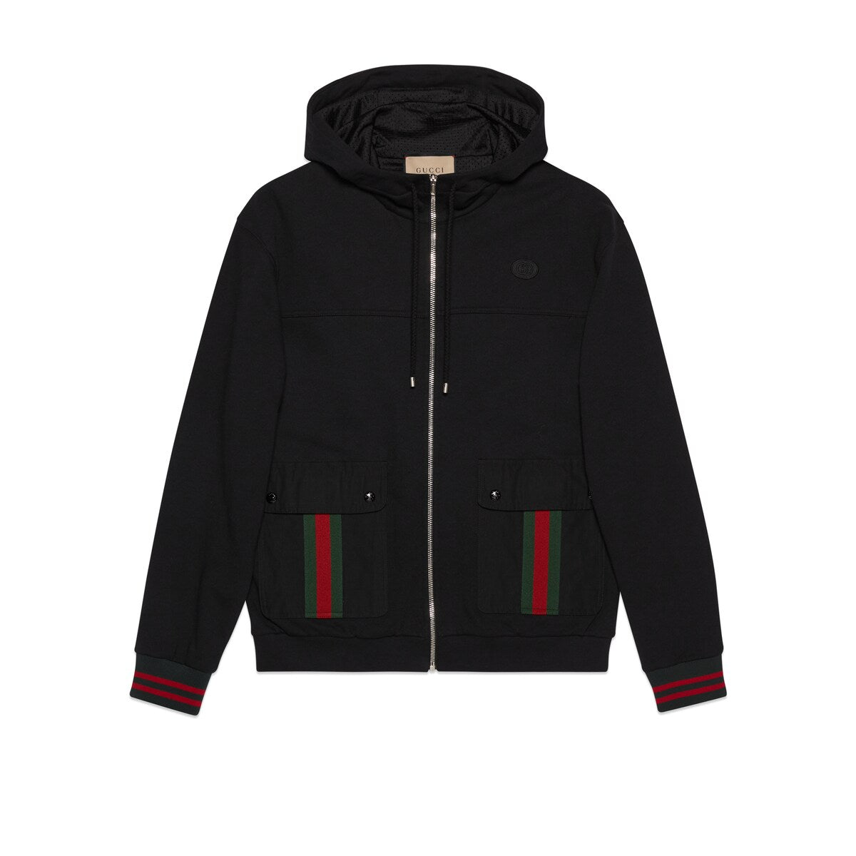 Gucci Cotton Jersey Hooded Jacket with Web