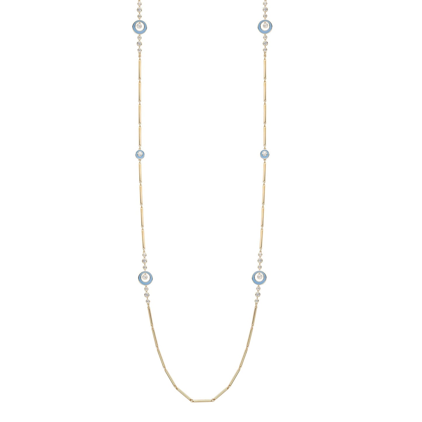 Raindance Diamond Blue Enamel Long Necklace