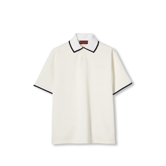 Gucci Cotton Piquet Polo Top with Embroidery