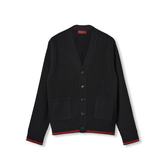 Gucci Wool Cashmere Rib Knit Cardigan