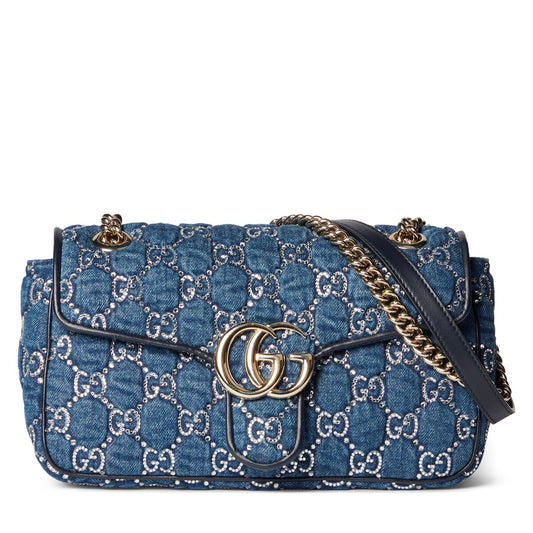 Gucci GG Marmont Shoulder Bag with Crystals