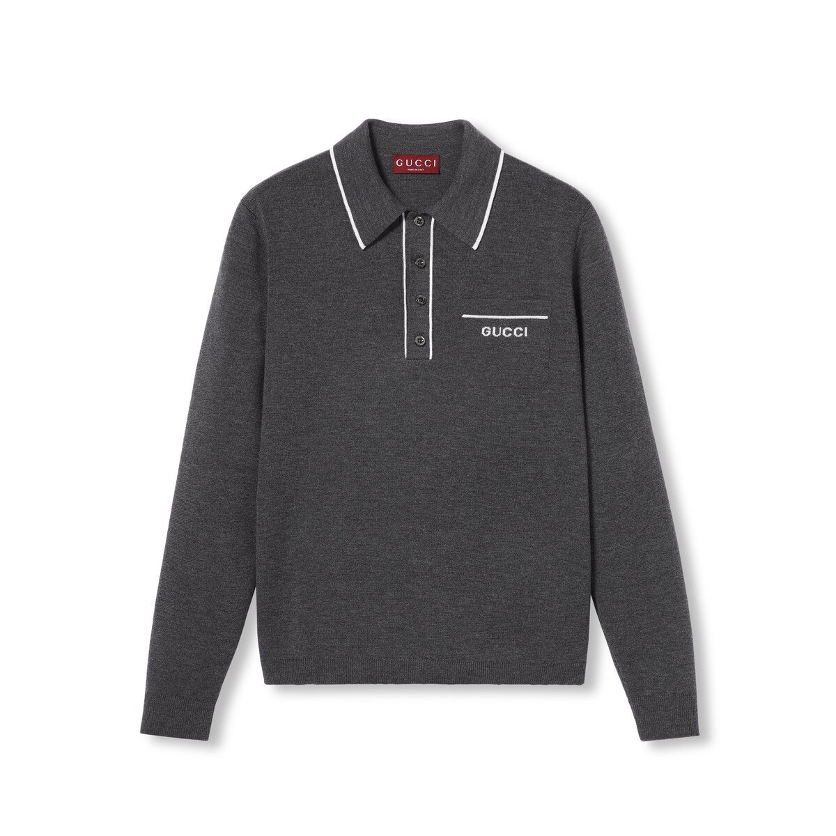 Gucci Knit Wool Long Sleeve Polo Top