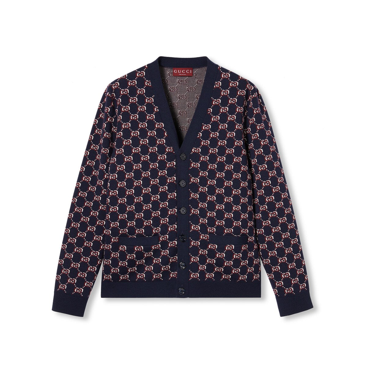 Gucci Wool Jacquard Cardigan with GG Shadow