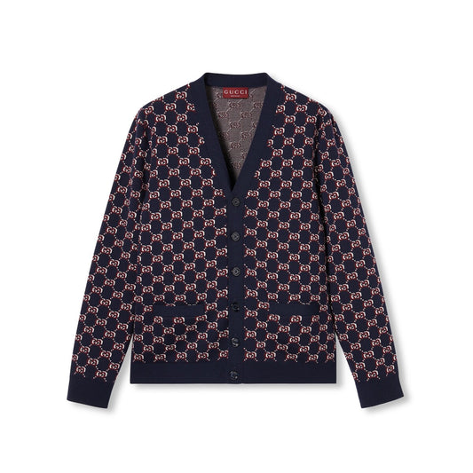 Gucci Wool Jacquard Cardigan with GG Shadow