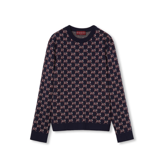 Gucci Wool Jacquard Sweater with GG Shadow