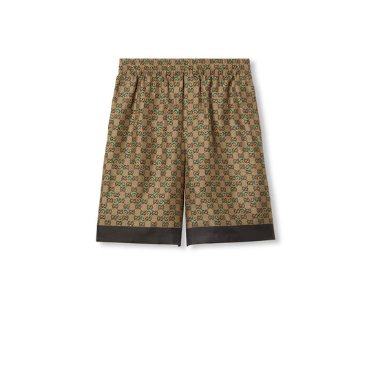 Gucci GG Horsebit Print Silk Twill Short