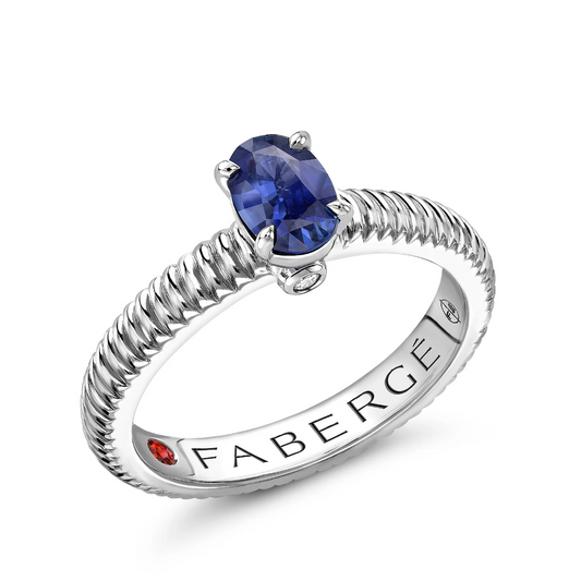 Fluted Blue Sapphire Ring