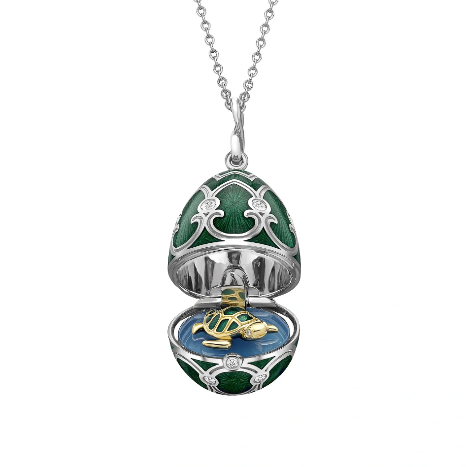 Guilloché Enamel Turtle Surprise Locket