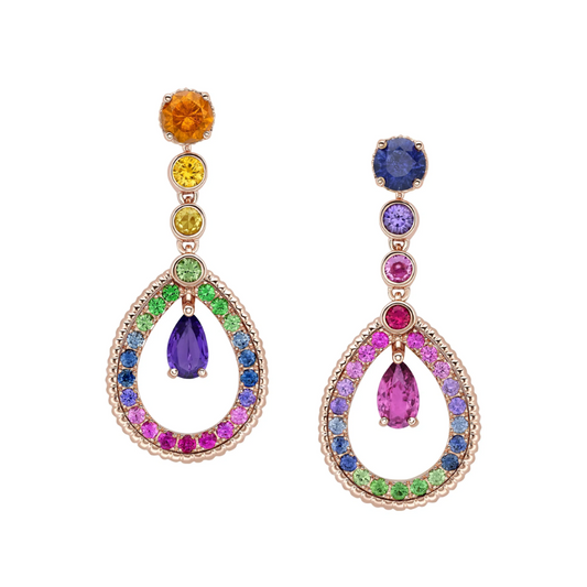 Fluted Gemstone Teardrop Earrings