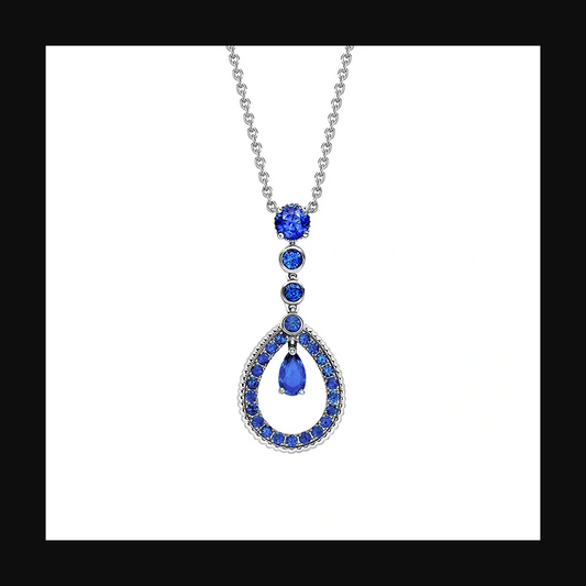 Fluted Gemstone Teardrop Pendant