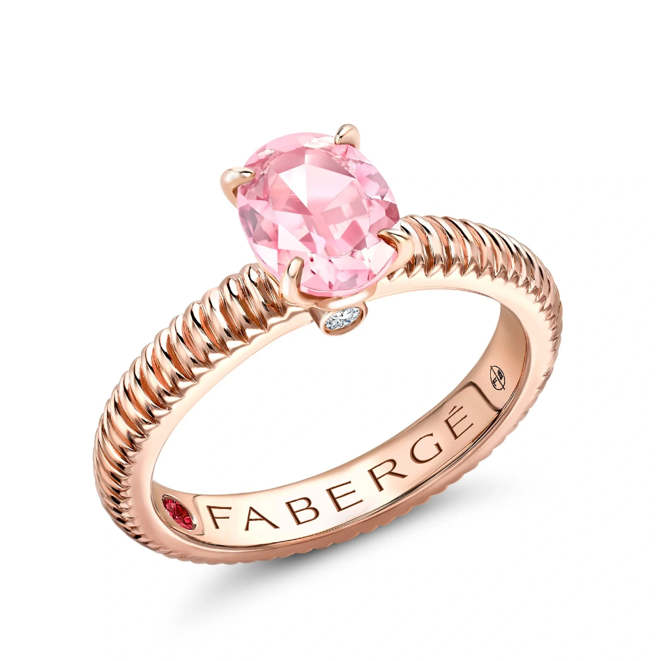 Fluted Pink Tourmaline Ring