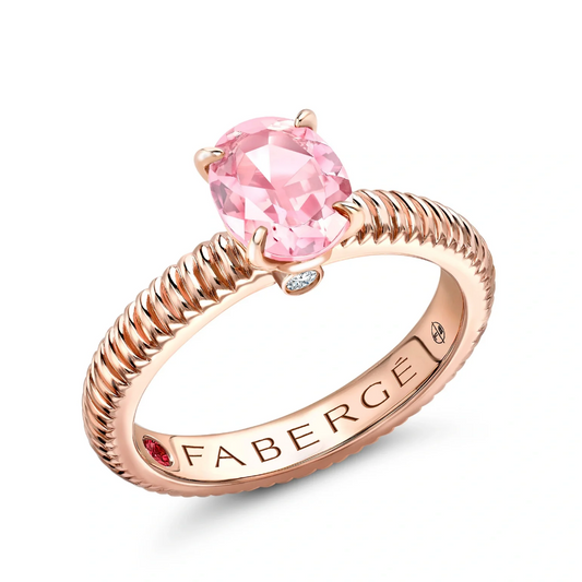 Fluted Pink Tourmaline Ring