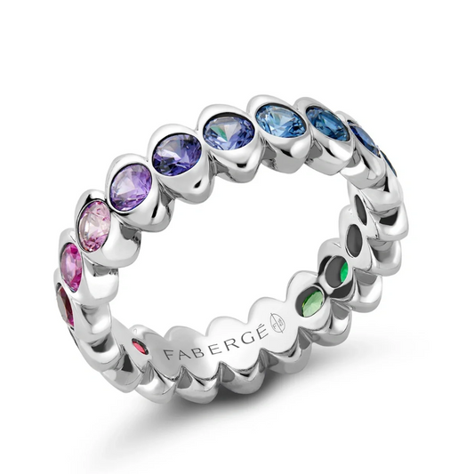 Cosmic Curve Rainbow Multicoloured Gemstone Ring