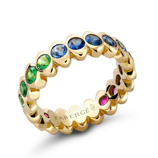 Cosmic Curve Rainbow Multicoloured Gemstone Ring