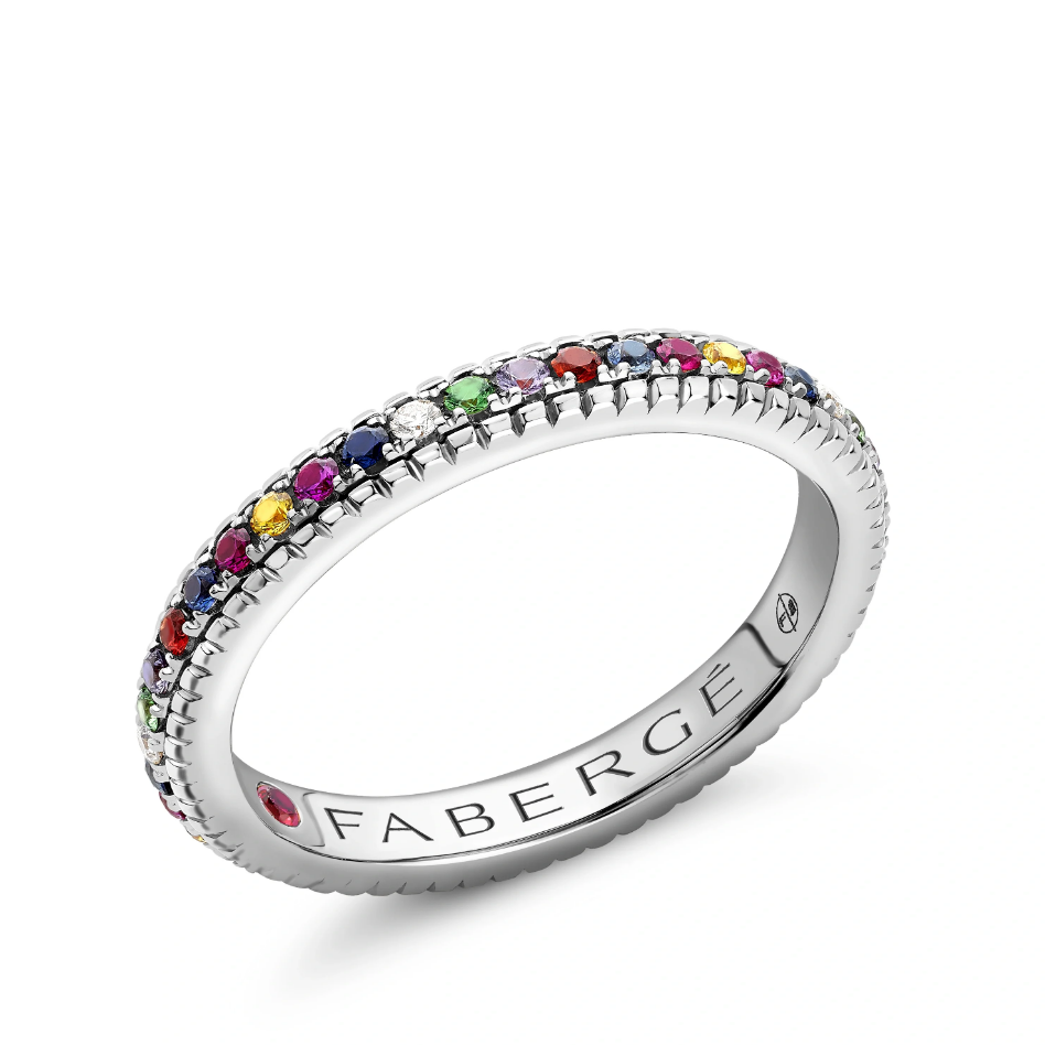 Fluted Multicoloured Gemstone Eternity Ring