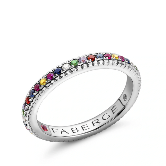 Fluted Multicoloured Gemstone Eternity Ring