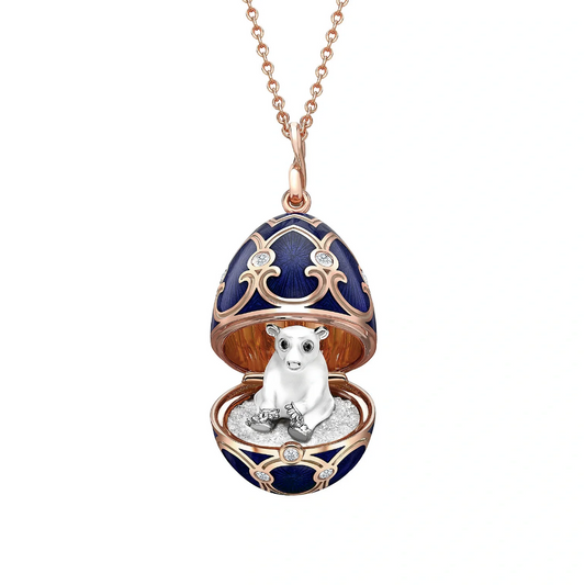 Guilloché Enamel Polar Bear Surprise Locket