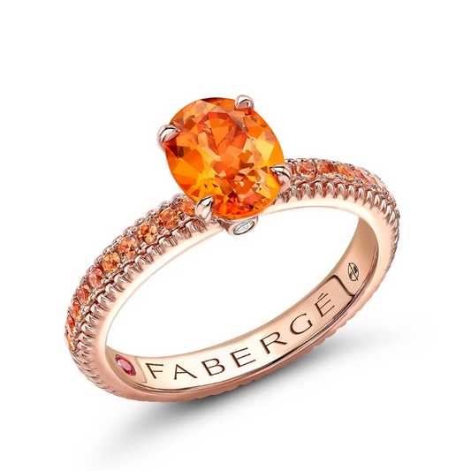 Fluted Yellow Sapphire Ring with Orange Shoulders