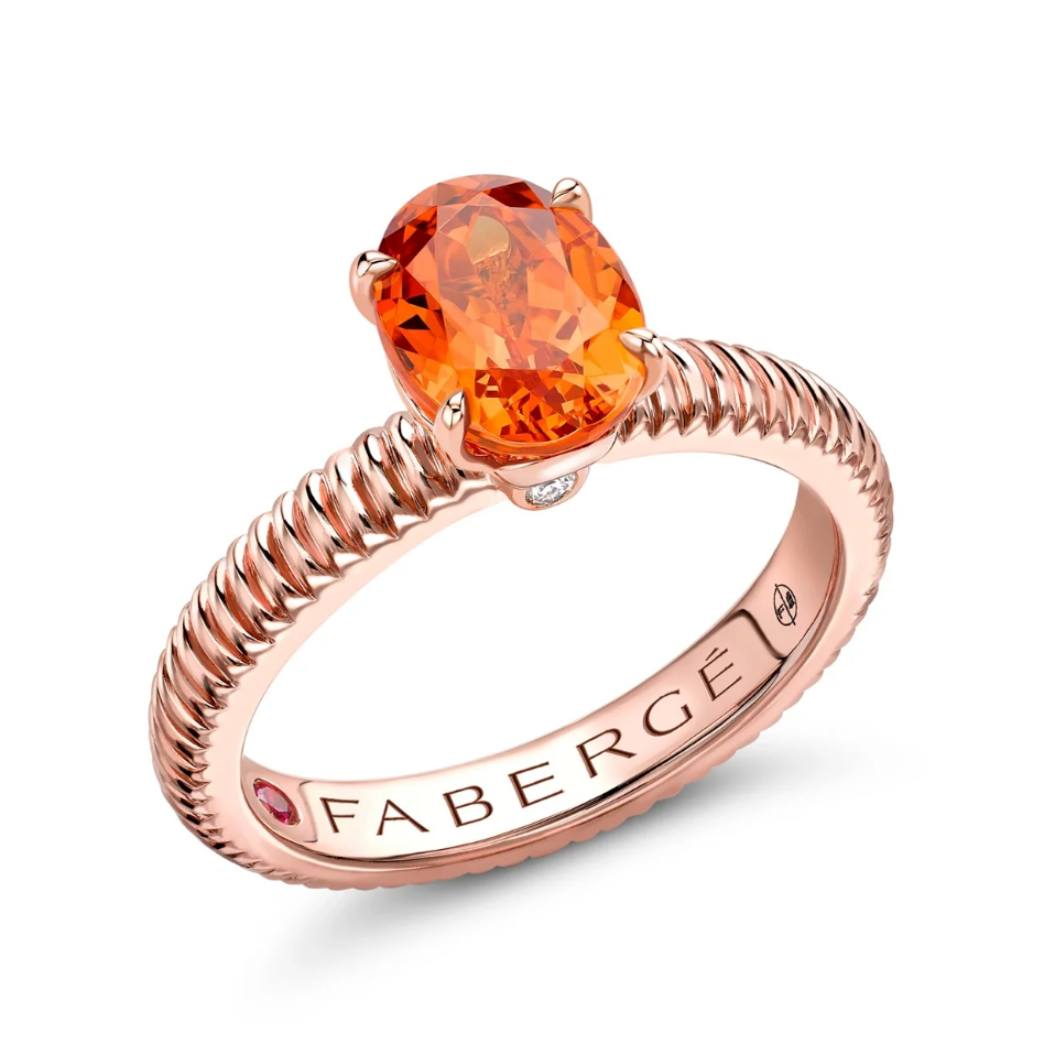 Fluted Spessartite Ring