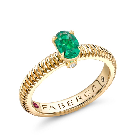 Fluted Emerald Ring