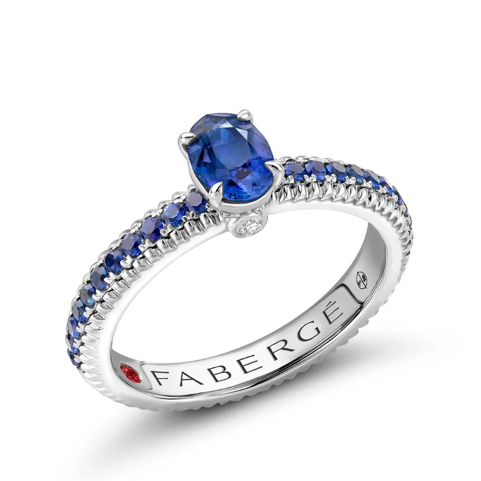 Fluted Blue Sapphire Ring