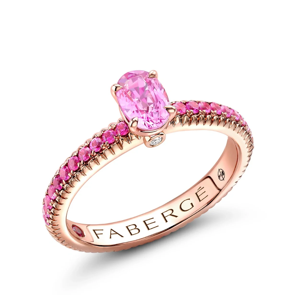 Fluted Pink Sapphire Ring