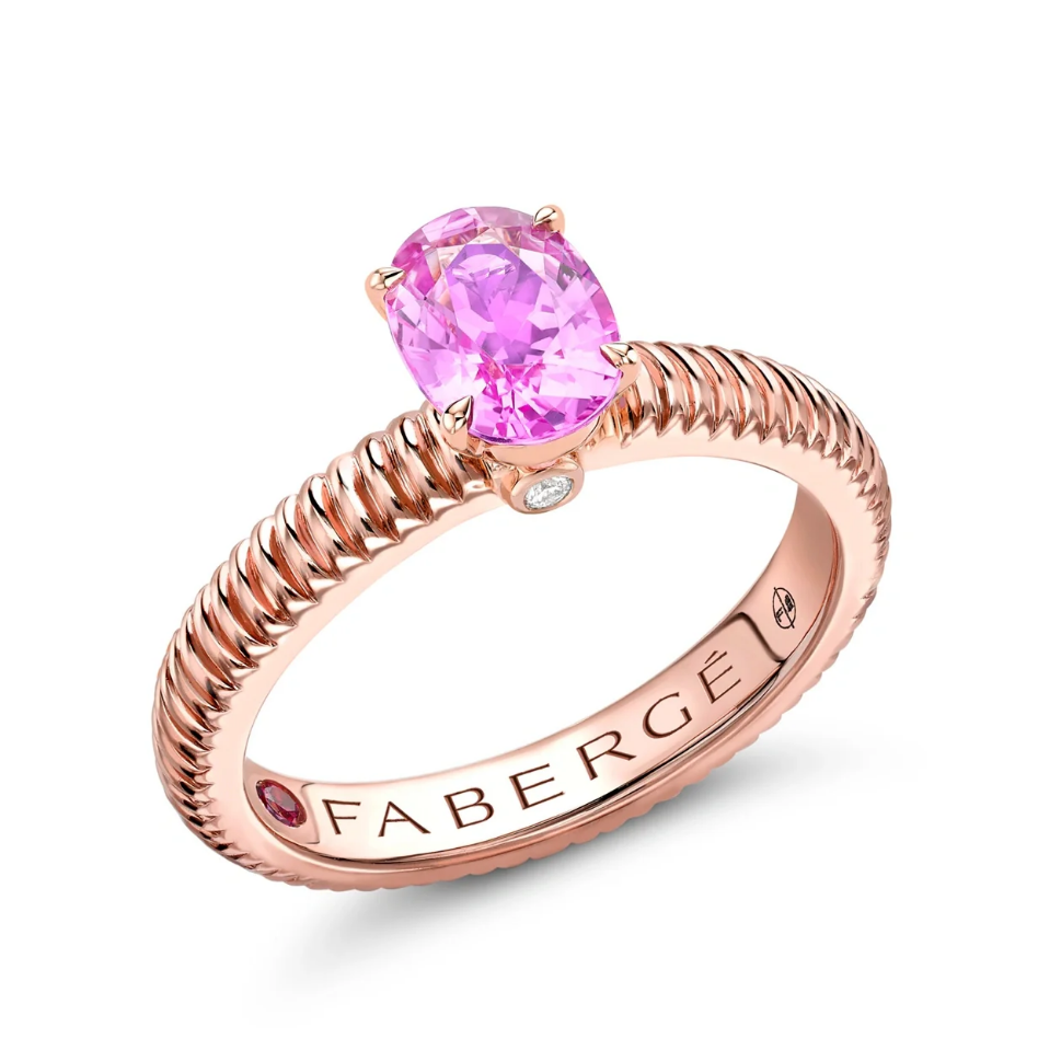 Fluted Pink Sapphire Ring