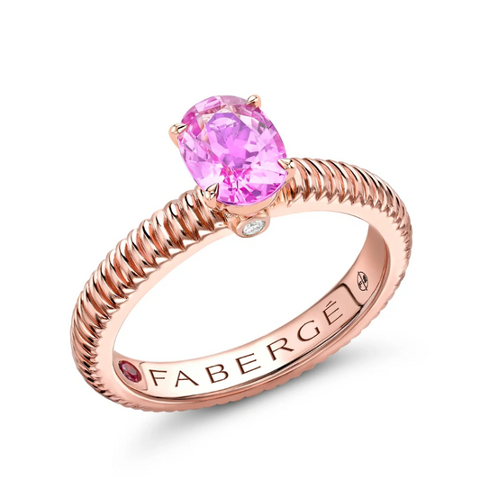 Fluted Pink Sapphire Ring