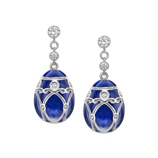 Guilloché Enamel Egg Drop Earrings