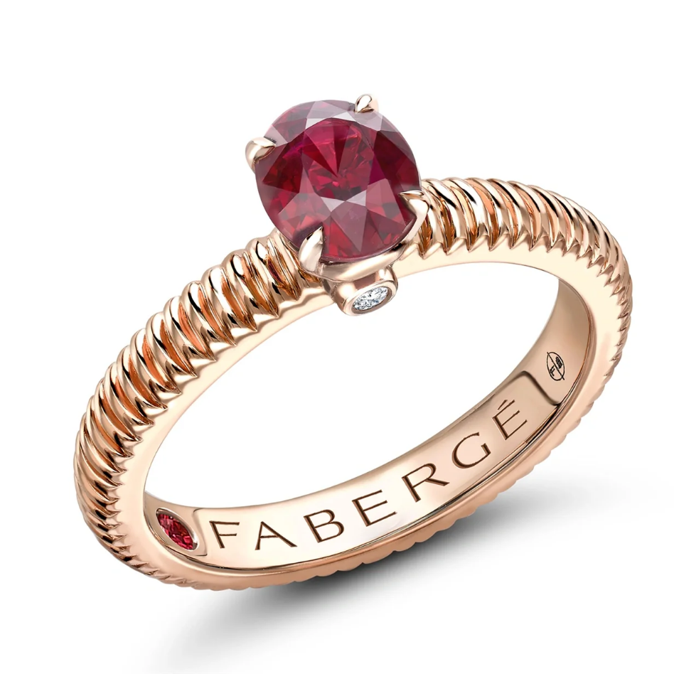 Fluted Ruby Ring