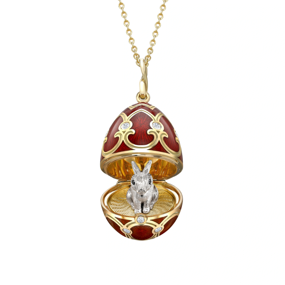 Guilloché Enamel Year of the Rabbit Surprise Locket