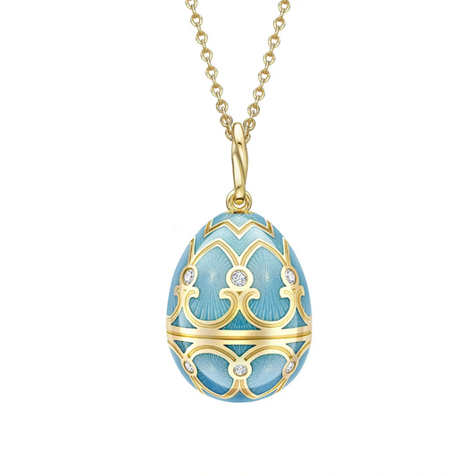 Guilloché Enamel Egg Pendant