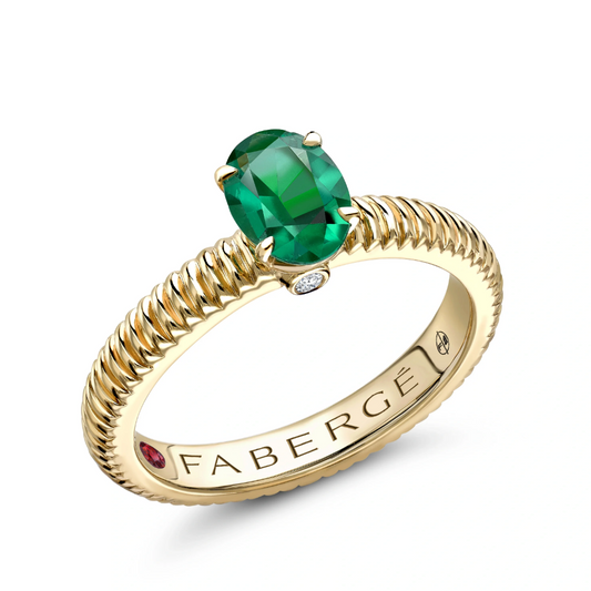 Fluted Emerald Ring